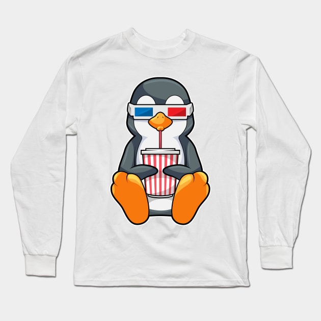 Penguin Cinema Glasses Drinking cup Long Sleeve T-Shirt by Markus Schnabel